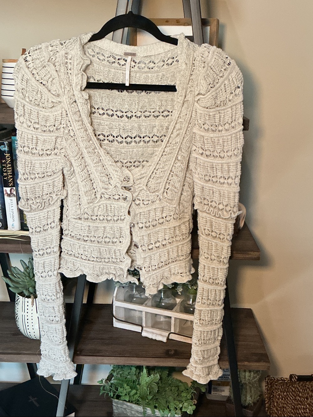 Free People Wild Roses Crochet Button-Front Cardigan Size XS